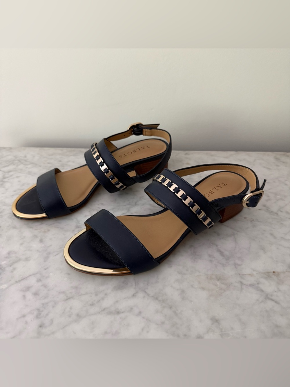 Talbots Heeled Sandals Navy Blue 6